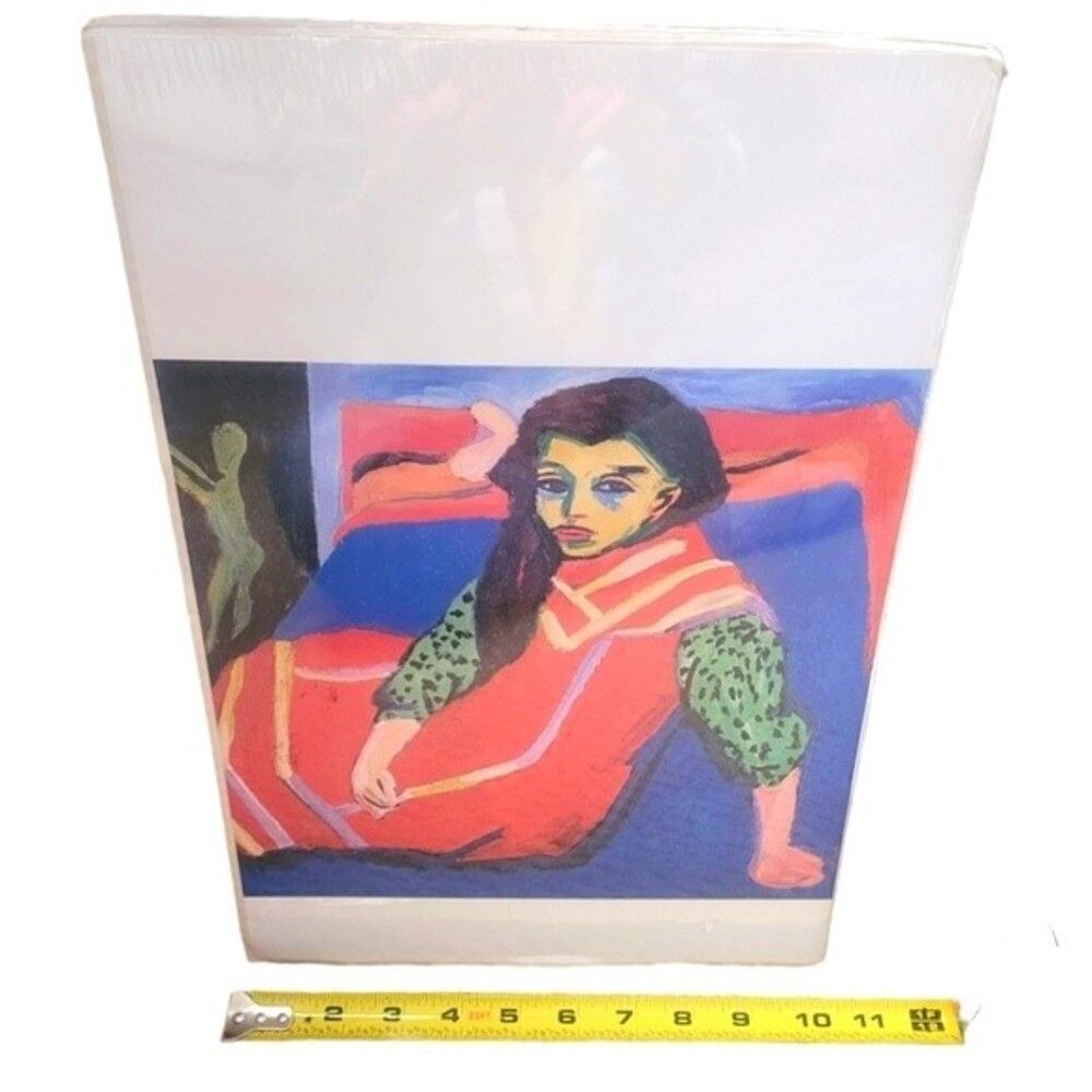 Franzi in front of Carved Chair by Ernst Ludwig Kirchner 1910 vintage art